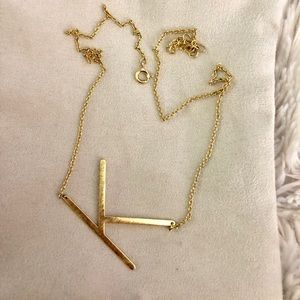 Gold block letter monogram necklace Anthropologie